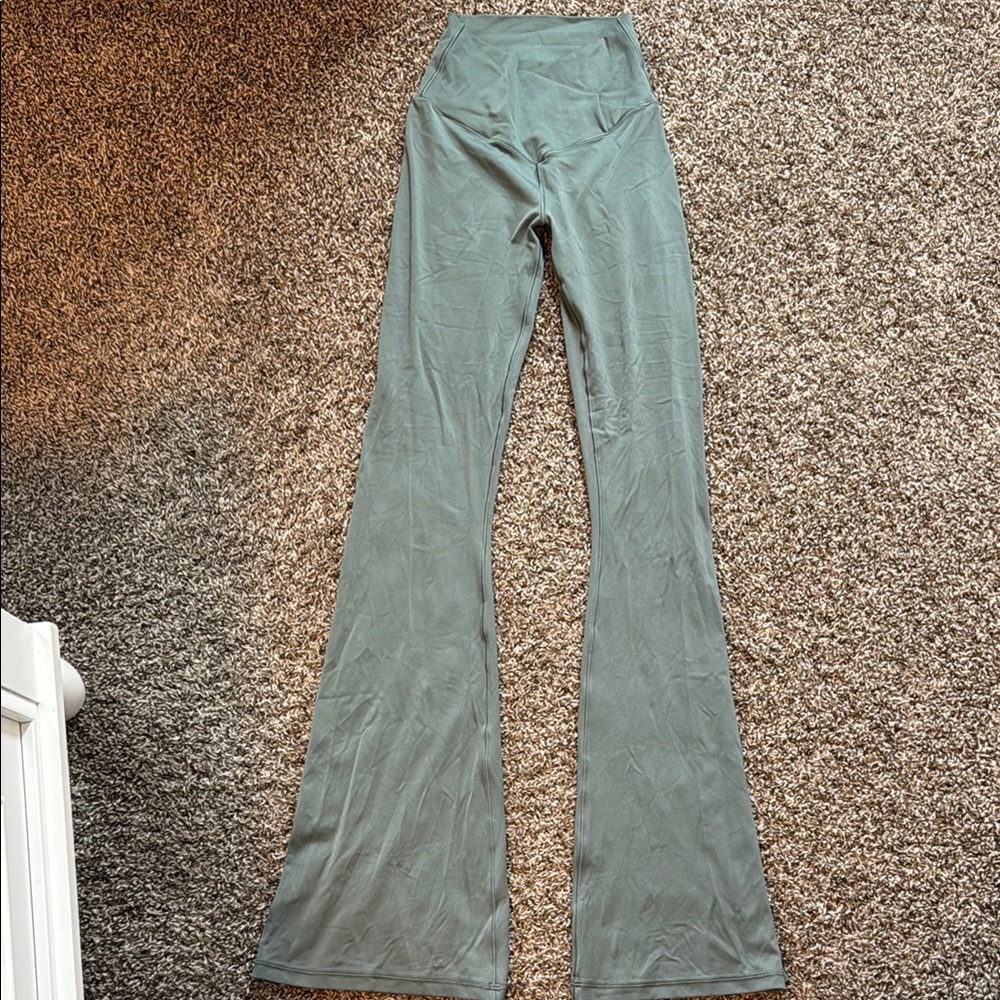 High-Waisted Green Flare Pants